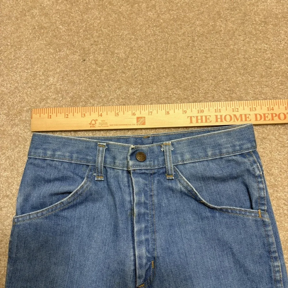 Vtg 70s Bell Bottom Jeans‎ Womens 26x28.5 Blue High Rise Flare Leg Denim Scovill